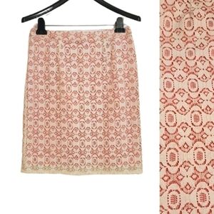 Willi Smith Beige Lace Geometric Pencil Skirt Size 2